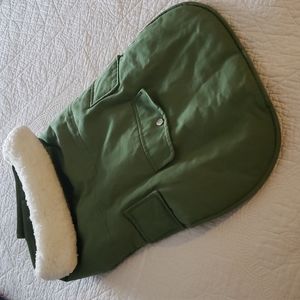 Pet Supplies Plus green canvas dog coat with Sherpa collar